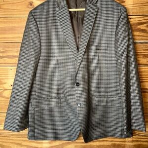 Men's Black and Gray Checkered Blazer